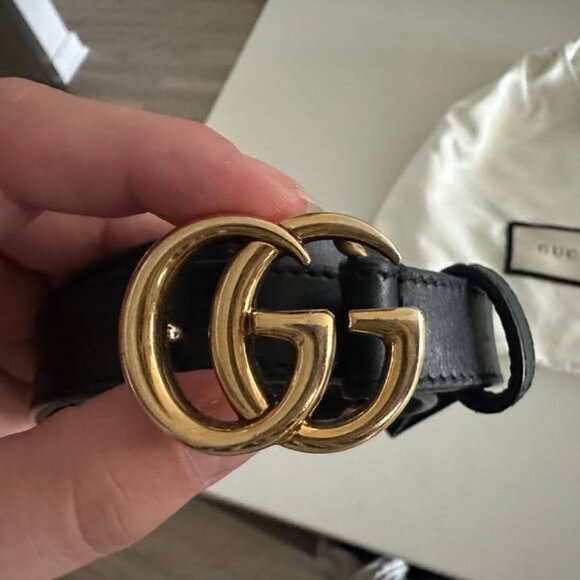 GUCCI Leather Belt with Double G Buckle Size 70 main image 6